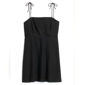 Fit & Flare Tie-Strap Linen-Blend Mini Dress